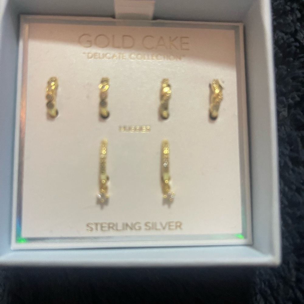 Gold Cake Sterling Silver Earrings Set